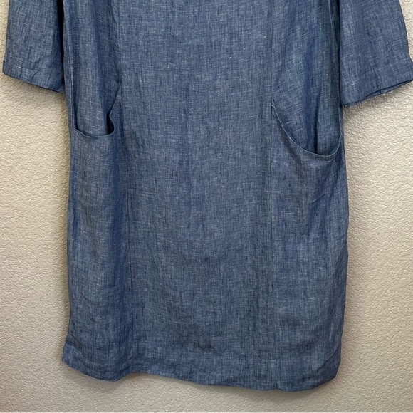 Boden Laurie 100% Linen Blue Chambray Two Pockets Shift Dress, Size 12L - Picture 5 of 12